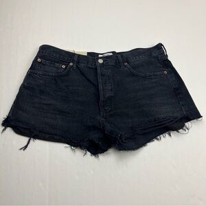 Agolde Parker Short Black Denim Jean‎ Cut Off Womens Size 32 Exposed Pockets NEW